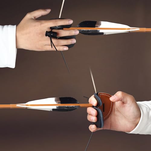 Leather Archery Finger Tab 2 Pack - Brown Right Hand Tabs