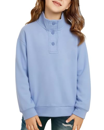 Girls Long Sleeve Collared Pullover Sweatshirt - Blue, 13-14 Years