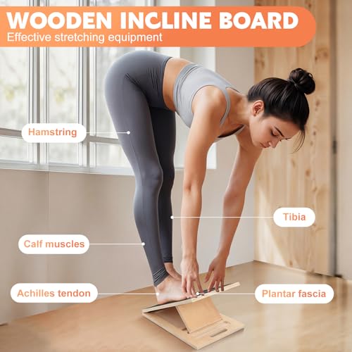 Adjustable Wooden Slant Board for Calf Stretching - 1PC
