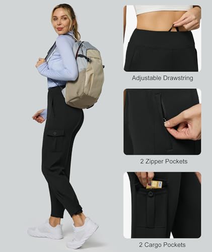 Casei Women's Cargo Pants Wide Leg High Waist Casual Trousers with Pockets
