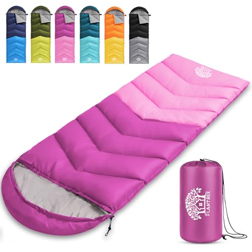 Flantree Purple 3-Season Waterproof Sleeping Bag for Adults & Kids, Lightweight & Compact