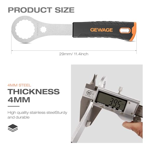 GEWAGE HOLLOWTECH II Bicycle Bottom Bracket Tool for Shimano BB9000, BBR60, 12X46MM - Includes Crank Cap Wrench, Fits Shimano XT, Ultegra