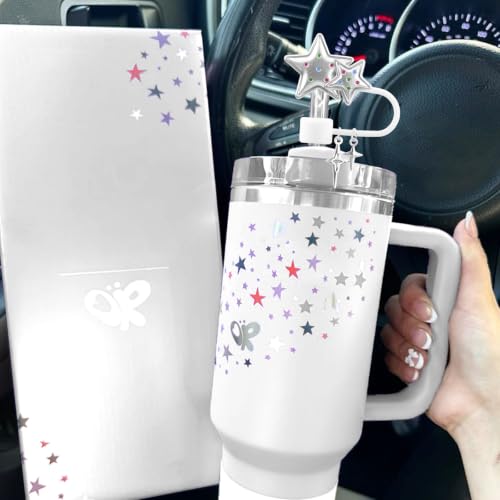 Y2K Star Straw Covers for Stanley Cup 30/40 Oz - Black Silver