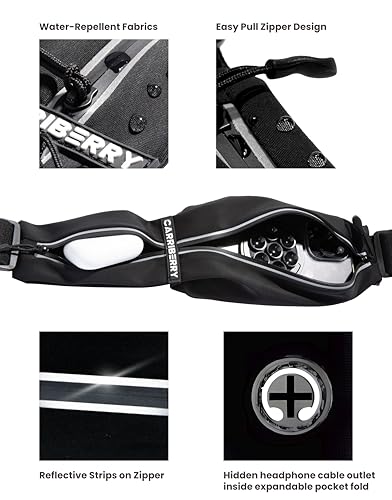 Carriberry Slim Dual-Pocket Waterproof Running Belt - Black