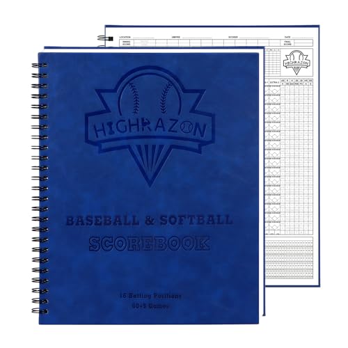 Premium Baseball Softball Scorebook - Blue, 65 Games, Hard Cover