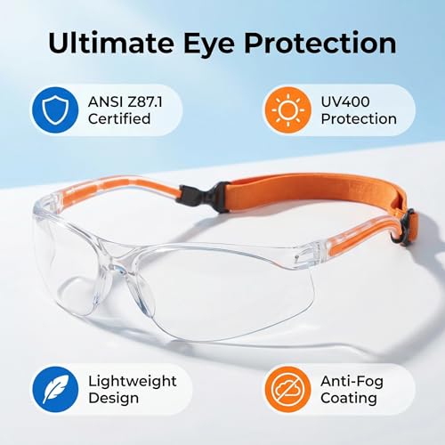 Squash Goggles - Anti-Fog, Scratch-Resistant Lenses, Adjustable Strap