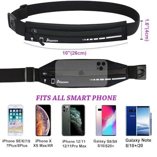 Slim Running Belt for Men & Women - Black Fanny Pack Phone Holder