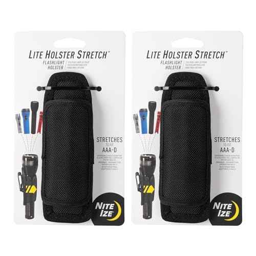 Nite Ize Lite Holster Stretch Flashlight Holster - Belt Clip Flashlight Holder - Soft Hip Clip for Convenient Tactical Flashlight Use - 2 Count (2 Pack)