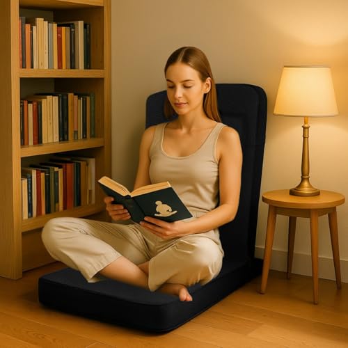 4-in-1 Folding Buddha Chair - Ergonomic Yoga Seat with Zafu & Carry Case - Black