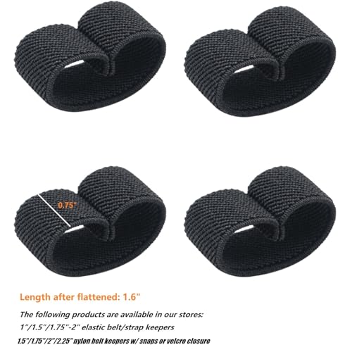 Elastic Belt Keepers for 1.5" Straps - Black, 4 Pcs