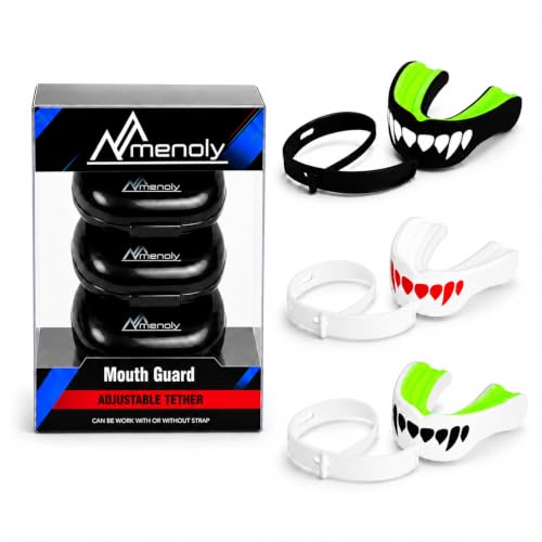 Kids Mouth Guard 3 Pack with Strap - Age 6-12, BPA-Free, Shock Absorbent for Sports