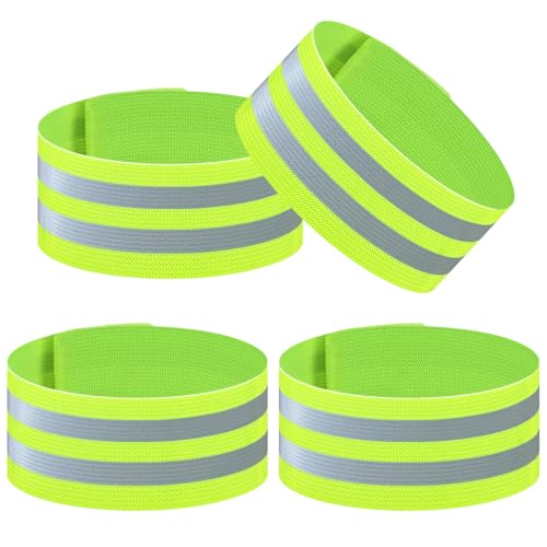 4 Pack Reflective Safety Bands - Adjustable High Visibility Straps for Running