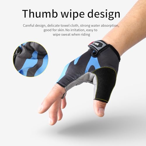 Fingerless Cycling Gloves for Men & Women - Black, Medium