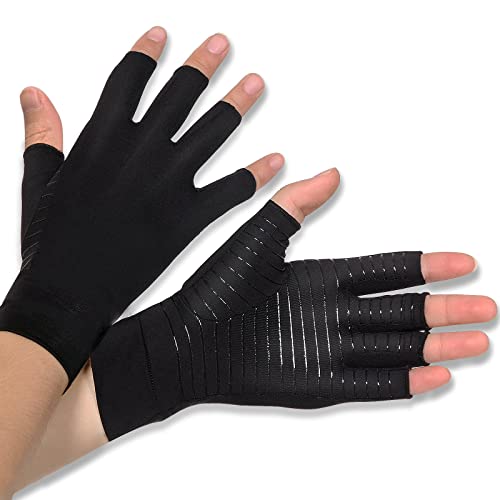 Copper Arthritis Compression Gloves - Fingerless, Medium - 1 Pair