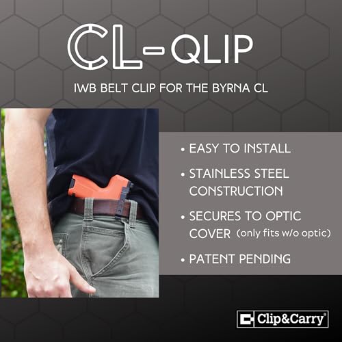 Clip & Carry CL-Qlip IWB Belt Clip for Byrna CL ? Minimalist Concealed Carry Holster Alternative ? Lightweight & Durable (Not Compatible with Red Dot Use)