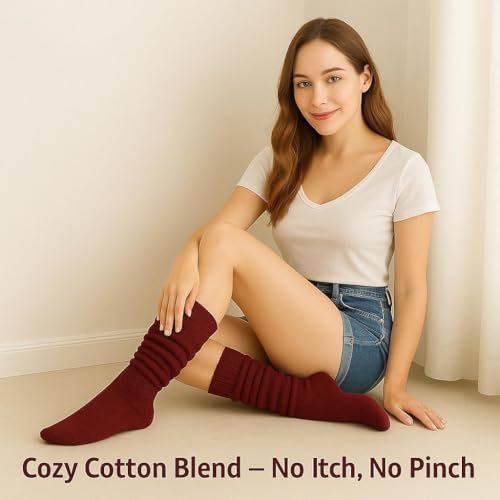 Heavyweight Slouch Crew Socks for Women - Peach, Size 5-10