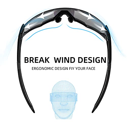 Photochromic Cycling Sunglasses for Men - Lightweight Black
