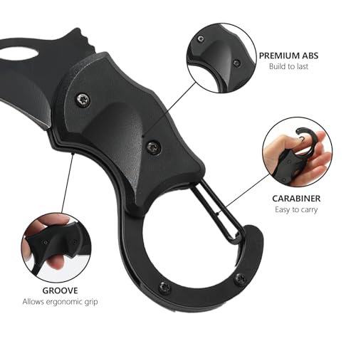 Mini Folding Pocket Knife - 2 Pack Black, Stainless Steel Blade