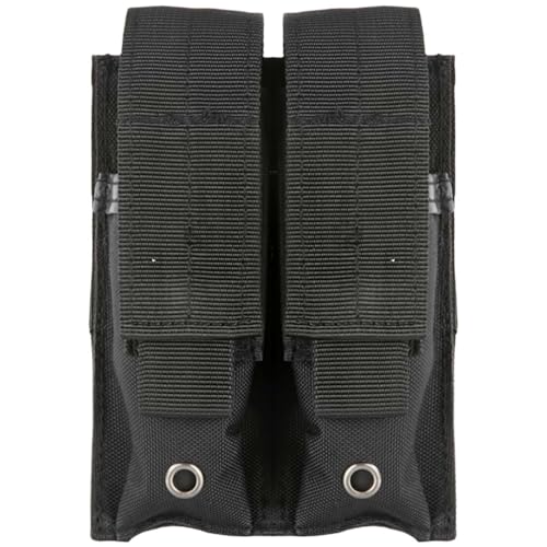 Tactical Double Pistol Mag Pouch - Black, Fits 9mm, .40, .45