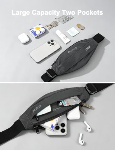GOX Black Running Belt Bag Phone Holder Small Fanny Pack for Men