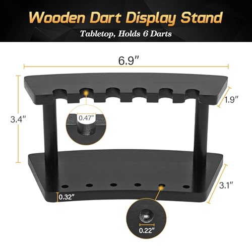 Wooden Dart Holder Stand for Desk or Shelf - Holds 6 Steel & Soft Tip Darts