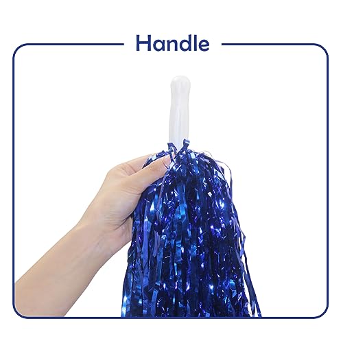 Blue Cheerleading Pom Poms Set 12PCS Metallic Foil Sports Cheer Accessories