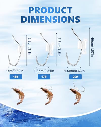 Luminous Live Shrimp Fishing Hooks - Alloy Steel, Size 15# - Silver