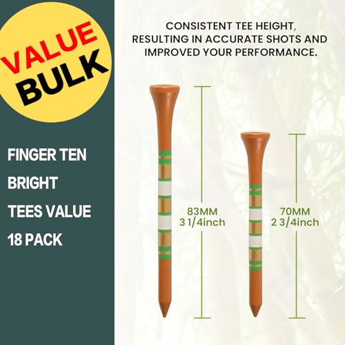 Bamboo Golf Tees with USA Flag Design - 18-Pack, 3 1/4 Inch