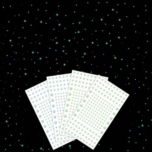 808 PCS Glow in The Dark Stars for Ceiling, Glowing Wall Decals Decor Stickers,(404 Pcs Green and 404 Sky Blue) 3D Adhesive Dots Decor Starry Sky Decor for Kids Bedroom or Birthday Gift