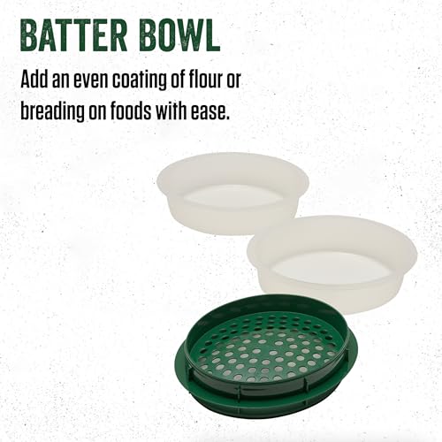 LEM OS Batter Bowl with Lid - Translucent Green Plastic, Easy Breading & Mess-Free
