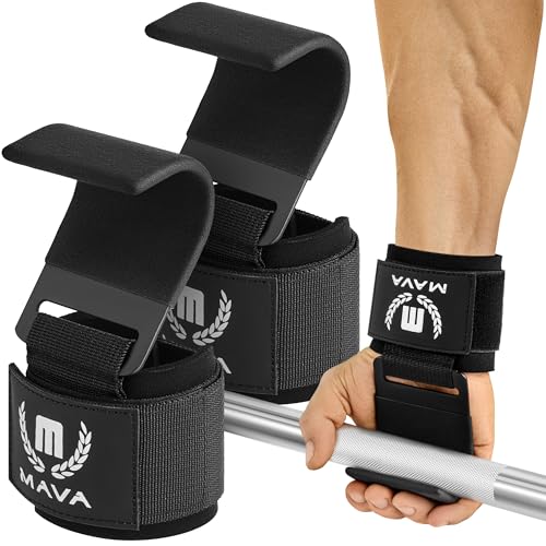 Heavy Duty Weightlifting Hooks with Wrist Straps for Powerlifting and Gym