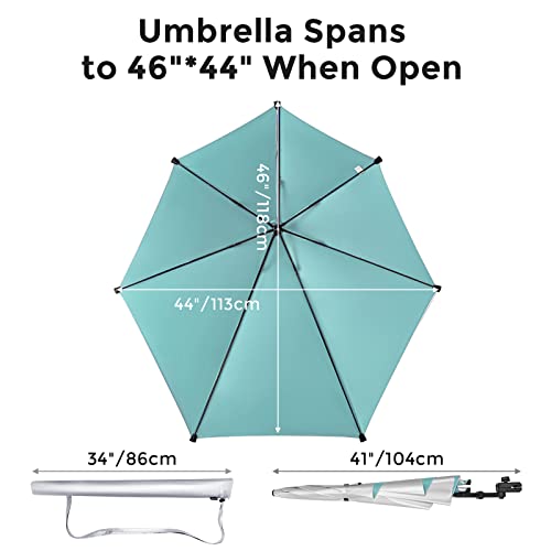 G4Free Lake Blue UPF 50+ Beach Chair Umbrella with Universal Clamp