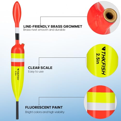 THKFISH Black-Mixed Fishing Bobbers and Floats - Slip Bobbers for Casting & Sensitivity