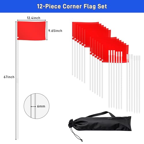67" Soccer Corner Flag Set - 12 Pack with Carry Bag