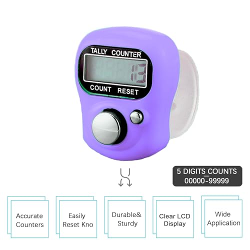 Digital Finger Tally Counter - 5-Digit Hand Clicker for Knitting - 5pcs