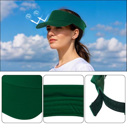 Adjustable Sun Visor Hats - 2 Pack for Outdoor Activities - Green