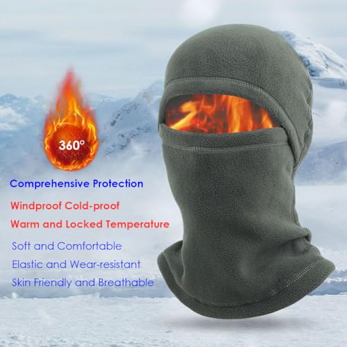 Thermal Fleece Balaclava Ski Mask - Cold Weather Face Cover - Large, Black