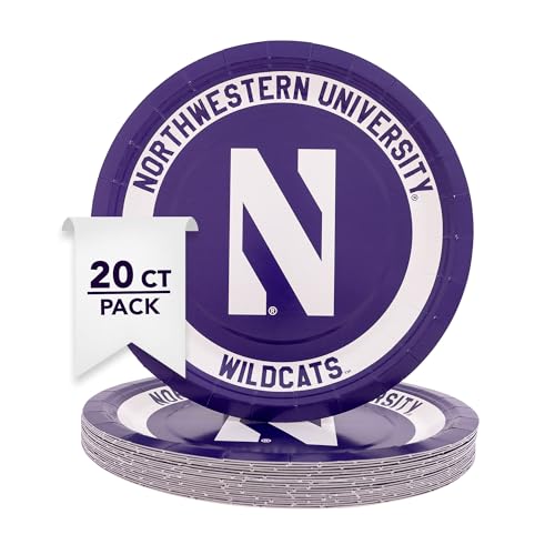 Northwestern University Paper Plates - 20 Count, 9 Inch Round