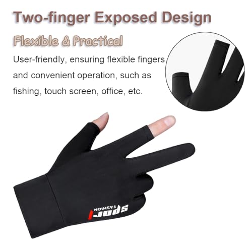 Fingerless Sun Protection Fishing Gloves - Anti-Slip Ice Silk - Black