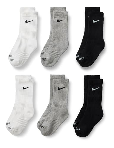 Performance Crew Socks - Kids 6-Pack, Dark Grey Heather/Black - X-Small