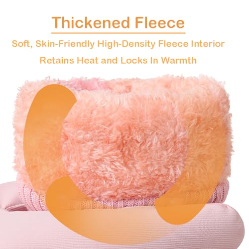 Winter Women Ski Gloves - Windproof Touchscreen Snow Glove - Pink, One Size