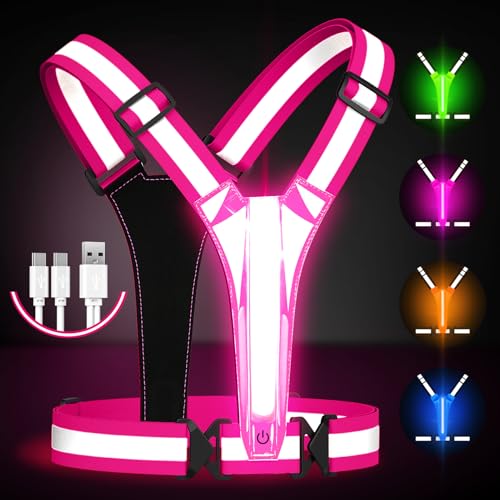 LED Reflective Running Vest - Rechargeable Safety Gear for Night Running
