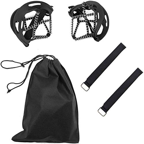 Ice Cleats with Tape Straps - Highly Elastic Anti-Slip Traction Grippers, Size M: Women 5-10/Men 3-8