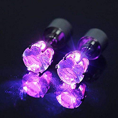 LED Crown Shaped Earrings - Shiny Glowing Studs - Purple - 1 Pair