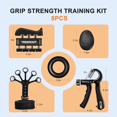 5PCS Grip Strength Trainer Kits, Hand Gripper Strengthener, Forearm