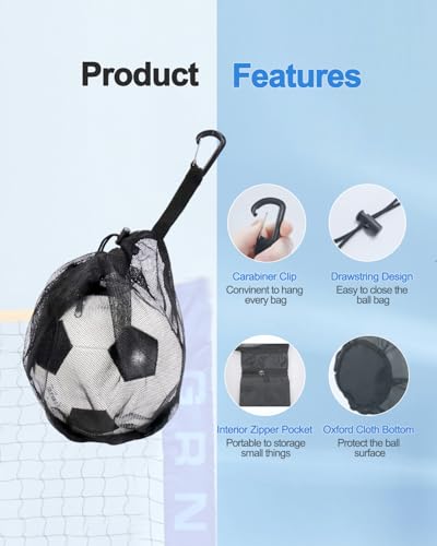 2Pcs Mesh Ball Bag for Sports - Basketball, Soccer, Volleyball - Black
