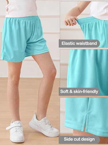 Resinta Girls Athletic Mesh Shorts - Youth Basketball & Soccer Gym Shorts (4 Colors, 12-14 Years)