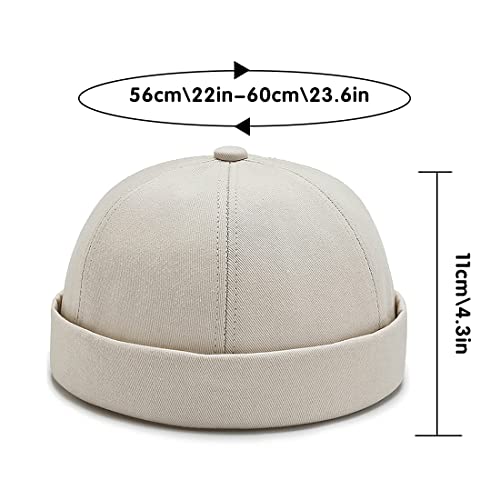 Cotton Brimless Docker Cap - Adjustable Sailor Skullcap Beanie