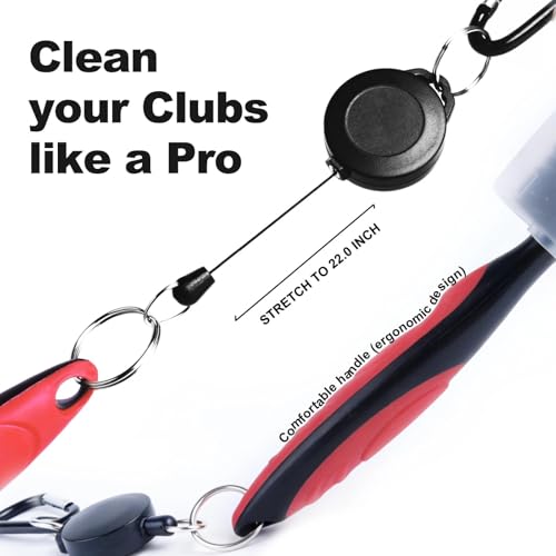 Golf Club and Shoe Brush Cleaner with Retractable Carabiner