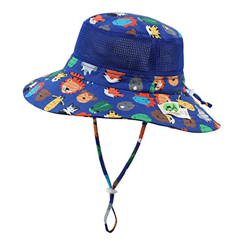 UPF 50+ Wide Brim Sun Hat for Kids - Zoo Design, Ages 4-8